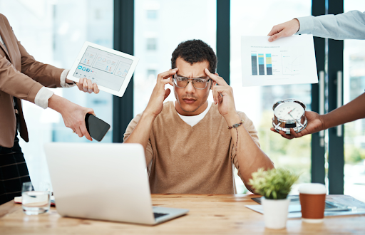 Employee feeling stressed about time management